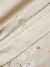 Federa in raso di cotone beige con stampa floreale Sakura, Beige, Larg. 50 x Lung. 80 cm