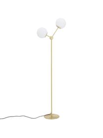 Stojacia lampa z opálového skla Aurelia, Biela, mosadzné odtiene, Ø 25 x V 155 cm