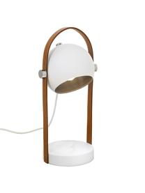 Tischlampe Bow mit Leder-Dekor, Lampenschirm: Metall, beschichtet, Lampenfuß: Metall, beschichtet, Braun, Weiß, B 15 x H 38 cm
