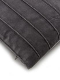 Samt-Kissenhülle Lola mit Strukturmuster, Samt (100 % Polyester), Dunkelgrau, B 30 x L 50 cm