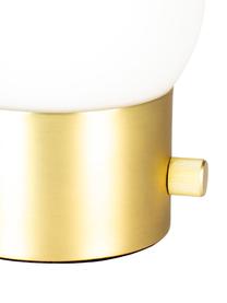 Lámpara de mesa pequeña regulable Urban, con conexión USB, Pantalla: vidrio opalino, Cable: cubierto en tela, Dorado, blanco opalino, Ø 13 x Al 25 cm