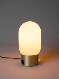 Petite lampe de chevet intensité variable avec connexion USB Urban, Couleur dorée, blanc opalescent, Ø 13 x haut. 25 cm