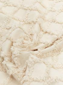 Kussenhoes Royal met hoog-laag structuur en kwastjes, 100% katoen, Gebroken wit, B 45 x L 45 cm