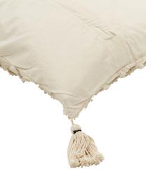 Kissenhülle Royal mit Hoch-Tief-Struktur und Quasten, 100% Baumwolle, Gebrochenes Weiß, B 45 x L 45 cm