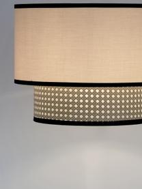 Deckenleuchte Vienna aus Wiener Geflecht mit Stoff, Baldachin: Metall, pulverbeschichtet, Lampenschirm: Baumwollgemisch, Kunststo, Hellbraun, Schwarz, Beige, Ø 40 x H 30 cm