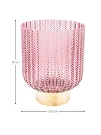 Glazen vaas Barfly met messing voetstuk, Vaas: geverfd glas, Voetstuk: geborsteld messing, Roze, transparant, Ø 17 x H 24 cm