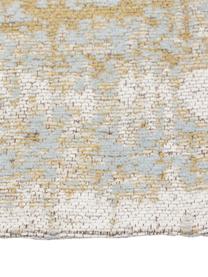 Ręcznie tkany dywan z bawełny w stylu vintage Luise, Odcienie niebieskiego, odcienie żółtego, S 80 x D 150 cm (Rozmiar XS)