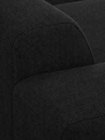 Canapé d'angle 3 places noir Melva, Tissu noir, larg. 239 x prof. 143 cm, méridienne à droite