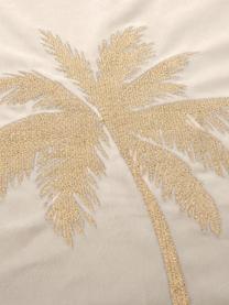 Funda de cojín bordada de terciopelo brillante Palmsprings, 100% terciopelo de poliéster, Blanco crema, dorado, An 40 x L 40 cm