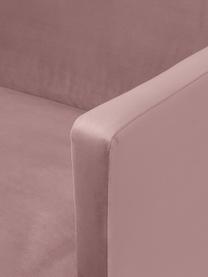 Divano angolare in velluto con piedini in metallo Fluente, Rivestimento: velluto (copertura in pol, Struttura: legno di pino massiccio, , Piedini: metallo verniciato a polv, Velluto rosa, Larg. 221 x Prof. 200 cm, chaise longue a sinistra