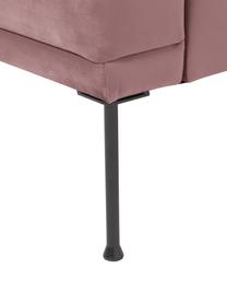 Canapé d'angle velours rose pieds en métal Fluente, Velours rose, larg. 221 x prof. 200 cm, méridienne à gauche