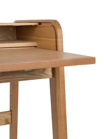 Scrivania in legno con piano scanalato e arrotolabile Barbier, Piano del tavolo: pannello di fibra a media, Legno di frassino, Larg. 110 x Alt. 85 cm