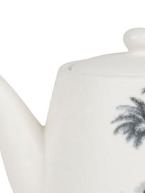 Teekanne Papaye mit Palmenmotiven, Porzellan, Weiß, Schwarz, 850 ml