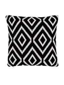 Federa arredo reversibile lavorata a maglia Chuck, 100% cotone, Nero, crema, Larg. 40 x Lung. 40 cm