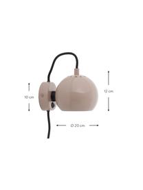 Design bolvormige wandlamp Ball, Lampenkap: gecoat metaal, Beige, B 16 x H 12 cm