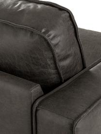 Sofa Hunter (2-Sitzer) in Braungrau aus recyceltem Leder, Bezug: Recyceltes Leder (70% Led, Gestell: Massives Birkenholz und h, Füße: Metall, pulverbeschichtet, Leder Braungrau, B 164 cm x T 90 cm