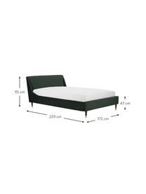 Gestoffeerd fluwelen bed Nova in donkergroen, Frame: massief grenenhout, multi, Bekleding: 370 g/m² polyester fluwee, Poten: massief gelakt rubberhout, Fluweel donkergroen, 160 x 200 cm