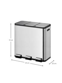 Afvalemmer EcoCasa met pedaalfunctie, 3x 15 L, Houder: roestvrijstaal, geborstel, Zilverkleurig, B 61 x H 51 cm, 3 x 15 L