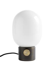 Dimbare tafellamp JWDA met USB-aansluiting, Lampenkap: glas, Lampvoet: gecoat metaal, Bruin, Ø 19 x H 32 cm