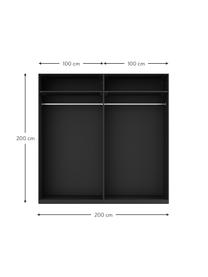 Armario modular Simone, 4 puertas (200 cm), diferentes variantes, Estructura: aglomerado con certificad, Aspecto madera de nogal, negro, Interior Classic (Al 200 cm)
