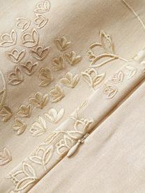 Federa arredo in cotone beige con motivo floreale Cynthia, 100% raso di cotone, Beige, Larg. 40 x Lung. 40 cm