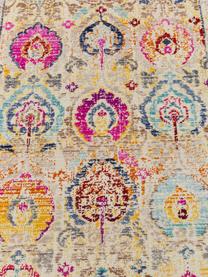 Passatoia a pelo corto con ornamenti colorati Kashan Vintage, Retro: lattice, Beige, Larg. 70 x Lung. 245 cm