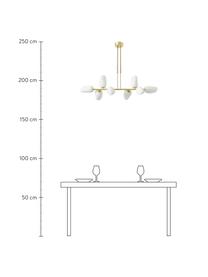 Suspension en verre opalescent Lilja, Blanc, couleur laitonnée, larg. 100 x haut. 55 cm