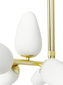Suspension en verre opalescent Lilja, Blanc, couleur laitonnée, larg. 100 x haut. 55 cm