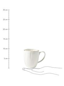 Hrnky s reliéfem Sali, 2 ks, Porcelán, Bílá se zlatým okrajem, Ø 9 cm, V 10 cm