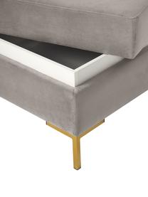 Tabouret de canapé en velours avec coffre Luna, Velours beige, larg. 77 x haut. 49 cm