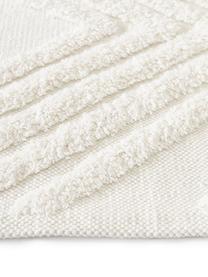Handgeweven katoenen vloerkleed Ziggy met verhoogd hoog-laag patroon, 100% katoen, Crèmewit, B 80 x L 150 cm (maat XS)