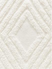 Handgeweven katoenen vloerkleed Ziggy met verhoogd hoog-laag patroon, 100% katoen, Crèmewit, B 80 x L 150 cm (maat XS)