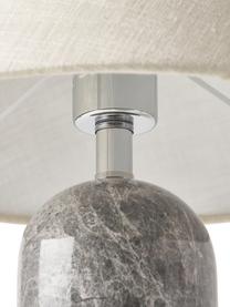 Tischlampe Gia mit Marmorfuß, Lampenschirm: 50 % Leinen, 50 % Polyest, Lampenfuß: Marmor, Beige, Grau, marmoriert, Ø 30 x H 39 cm