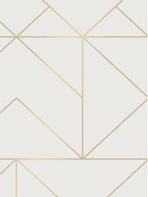 Papel pintado Gold Geometric Art, Tejido no tejido, Blanco, dorado, An 52 x Al 1005 cm