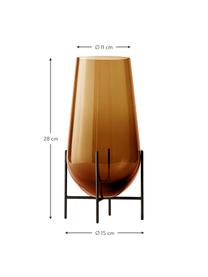 Vase à poser au sol verre soufflé bouche Échasse, Vase : brun structure : bronze, Ø 15 x haut. 28 cm