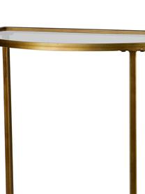 Půlkruhový konzolový stolek ze skla s antickou úpravou Goddess, Mosazná, Š 76 cm, V 75 cm