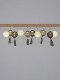 LED-Lichterkette Jolly Tassel, 185 cm, 10 Lampions, Lampions: Baumwolle, Braun, Beige, L 185 cm