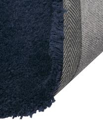 Alfombra de pelo largo Leighton, Parte superior: microfibra (100% poliéste, Reverso: 70% poliéster, 30% algodó, Azul oscuro, An 80 x L 150 cm (Tamaño XS)