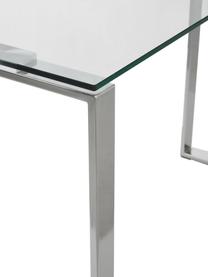 Glas-Konsole Katrine, Gestell: Metall, beschichtet, Ablagefläche: Glas, Chromfarben, Transparent, B 110 x H 76 cm