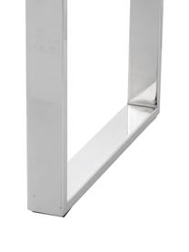 Glazen sidetable Katrine met zilverkleurige frame, Frame: gecoat metaal, Plank: glas, Chroomkleurig, 110 x 76 cm