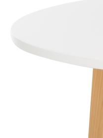 Okrągły stół do jadalni Raven, Nogi: drewno brzozowe, naturaln, Blat: płyta pilśniowa średniej , Biały, Ø 90 cm x W 76 cm