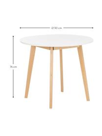 Kulatý jídelní stůl Raven, Ø 90 cm, Březové dřevo, bílá, Ø 90 cm x V 76 cm