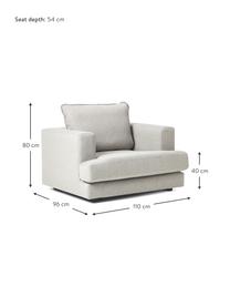 Fauteuil Tribeca, Bekleding: 100% polyester Met 23.000, Frame: massief grenenhout, Poten: massief gelakt beukenhout, Geweven stof beigegrijs, B 110 x H 96 cm