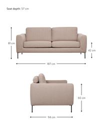 Sofá Cucita (2 plazas), Tapizado: tejido (poliéster) Alta r, Estructura: madera de pino maciza, Patas: metal pintado, Tejido taupe, An 187 x F 94 cm
