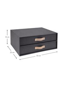 Büro-Organizer Birger II, Organizer: Fester Karton, mit Holzde, Griff: Leder, Schwarz, Beige, B 33 x H 14 cm