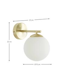 Kinkiet ze szkła opalowego Atlanta, Stelaż: metal szczotkowany, Biały, mosiądz, Ø 15 x W 22 cm