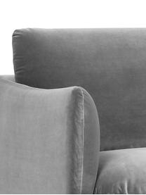 Fluwelen zitbank Moby (2-zits) in grijs met metalen poten, Bekleding: fluweel (hoogwaardig poly, Frame: massief grenenhout, Poten: gepoedercoat metaal, Fluweel grijs, B 170 x D 95 cm