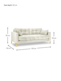 Sofá de terciopelo Mamaia (2 plazas), Tapizado: 100% terciopelo de poliés, Estructura: madera de pino maciza, ag, Patas: metal revestido, Terciopelo beige claro, An 152 x F 92 cm