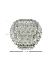 Handgefertigter Teelichthalter Doria in Hellgrau, Glas, Grau, transparent, Ø 9 x H 8 cm