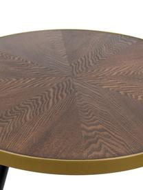 Mesa de centro redonda de madera Denise, Tablero: fibras de densidad media , Madera oscura, dorado, Ø 61 cm